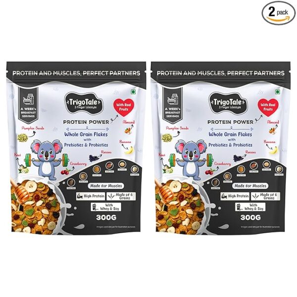 TrigoTale Protein Power whole grain flakes twin pack with fruits and seeds