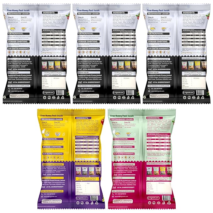 TrigoTale 3 Protein Power + Fiber Fuel + Antioxidant Thrive | 40g x 5 Trial Pack | Breakfast Cereals | Balanced Diet For Gym Goers | With Grains, Fruits, Nuts & Seeds | Pre & Probiotics | Honey Inside - Image 2