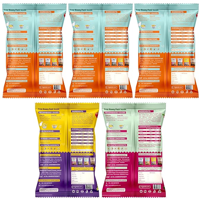 TrigoTale 3 Slim Select + Fiber Fuel + Antioxidant Thrive | 40g x 5 Trial Pack | Breakfast Cereals | Balanced Diet For Low Fat Seekers | With 7 Grains & Real Fruits | Pre & Probiotics | Honey Inside - Image 2
