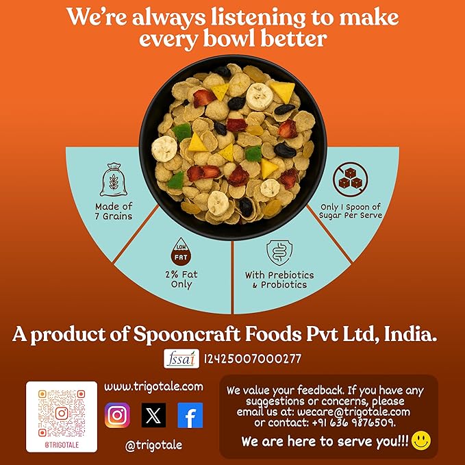 TrigoTale 3 Slim Select + Fiber Fuel + Antioxidant Thrive | 40g x 5 Trial Pack | Breakfast Cereals | Balanced Diet For Low Fat Seekers | With 7 Grains & Real Fruits | Pre & Probiotics | Honey Inside - Image 4